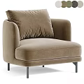 Beige Modern Leisure Chair With Plush Back Cushion And Black Metal Legs
