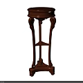 Ornate Copper Accent Table With Carved Legs And Lower Shelf For Living Room Decor
