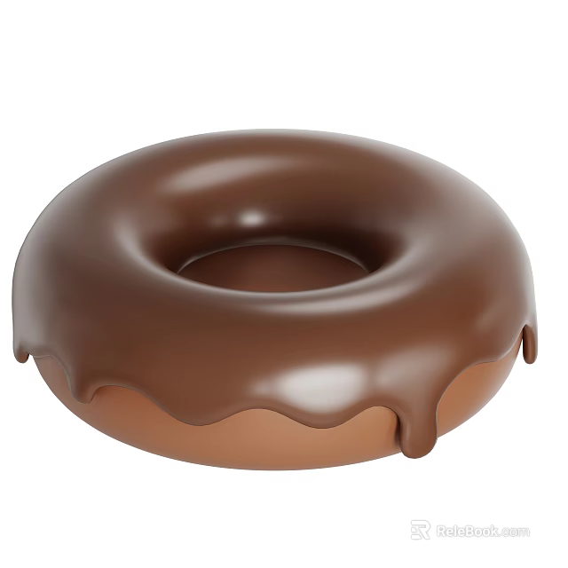 Delicious Chocolate Donut With Dripping Chocolate Glaze And Round Shape 3d model 