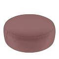 Two Round Pink Upholstered Ottoman Poufs for Living Room Seating