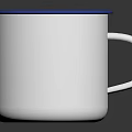 White Enamel Mug With Blue Rim And Handle For Daily Household Use