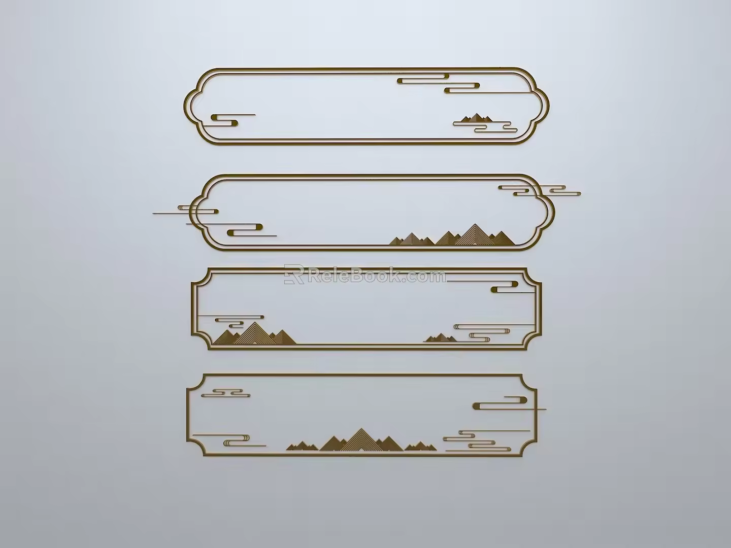 Chinese-style window grilles line silhouette pane window sill border engraved window edge strip construction 3d model
