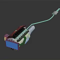 Mechanical Cooling Component With Black Heat Sink Silver Pipe And Blue Connector 3d model