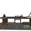 Minotti Miloti Tea Table Combination 3d model