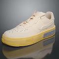 White Sneakers With Yellow Sole Light Brown Laces And Minimal Casual Design