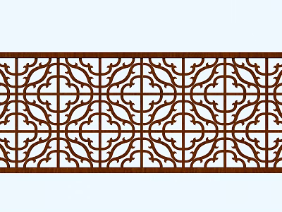 Traditional Decorative Wooden Carved Lattice Window With Intricate Symmetrical Patterns 3d model