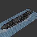 Military Aircraft Carrier Sailing On Blue Ocean With Smoking Stack And Flight Deck Runway