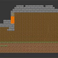 Cartoon Pixel House Scene With Brown Bricks Gray Roof Green Grass And White Decorations