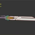Sci-Fi Sword Metallic Design With Yellow Accents Sharp Blade And Reflective Surface