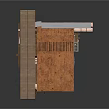 Industrial Scene Construction With Wooden Frame Metal Pipes Gear And Stools