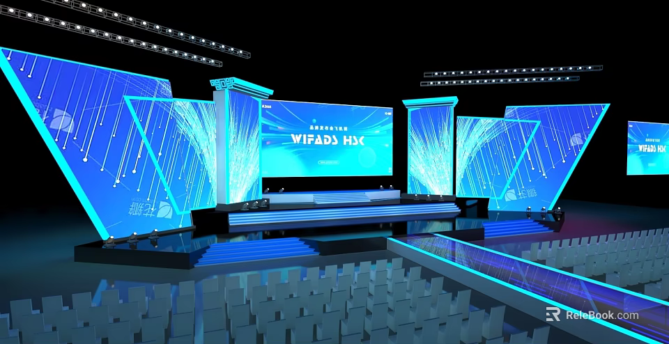 Modern VIPAD HAC Event Stage With Large Screen Lighting And Audience Seats 3d model 