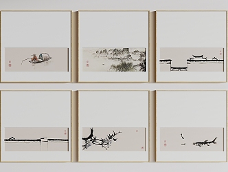 New Chinese Hanging Paintings 3d model