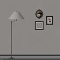 Stylish Wall Decor With Floor Lamp And Three Framed Artworks 3d model