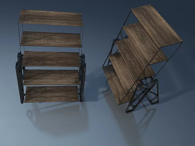 Swing Door Storage Shelf With Wooden Metal Frame And Multiple Layers Design 3d model