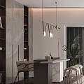 Modern Living and Dining Room with Sofa Coffee Table Pendant Lighting and Wooden Floor