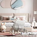 Cozy Modern Kids Bedroom With Toys Bed And Bookshelves
