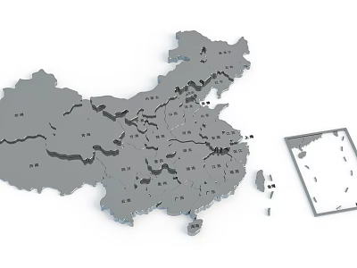 3D China Map Sculpture Carving With Detailed Provincial Boundaries And Geographic Features 3d model