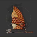 Unique Vintage Wooden Water Vehicle With Spotted Orange Brown Sail Design