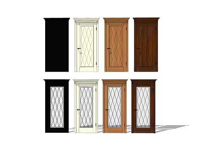 Various Colored Hinged Doors With Diamond Glass Panels And Classic Styles 3d model