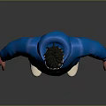 3D Character Model Wearing Blue Hoodie And Blue Shorts With White Shoes On Gray Background