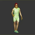3D Male Character In Sleeveless Top Shorts And Sandals Against Dark Gradient Background