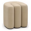 Modern Multicolor Sofa Stool With Round Curved Design And Soft Fabric Upholstery