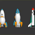 Colorful Space Rocket Models With Various Designs And Shapes For Aerospace 3d model