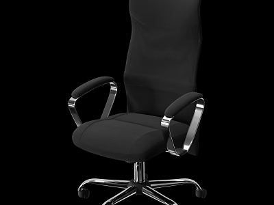 Ergonomic Black Office Chair With Mesh Back Metal Armrests And Silver Rolling Base 3d model