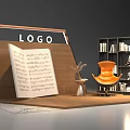 Stylish Photo Spot with Open Music Sheet Orange Chair Bookshelf and Small Table