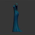 Elegant Blue Long Dress With V Neck Long Sleeves And Fitted Design