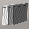 Industrial Roller Shutter Door Design With Striped Panel And Metal Frame 3d model