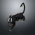 Fierce Black Fantasy Creature With Horns Spiked Tail And Sharp Claws 3d model