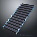 Modern Black Staircase With Blue Accent Lighting And Contemporary Sleek Design