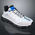 White Sneakers Featuring TOKYO BEAR Design Black Laces Sole And Blue Tongue Label