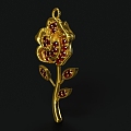 Jewelry Necklace Pendant Pendant Brooch Gold Rose 3d model