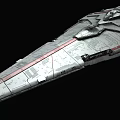 Futuristic Large Sci-Fi Spaceship With Sharp Bow Red Stripes And Detailed Surface 3d model