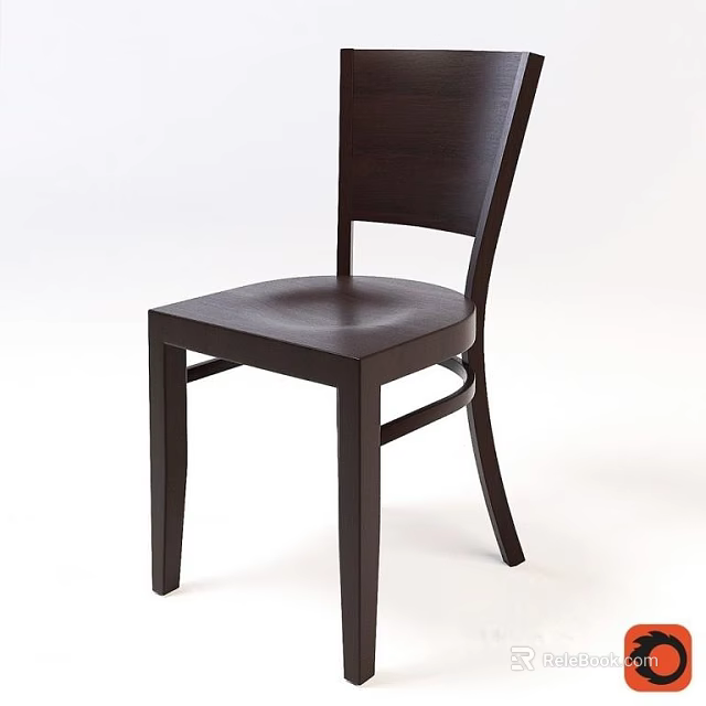 Elegant Dark Wood Dining Chair With Curved Backrest And Sleek Structure 3d model 