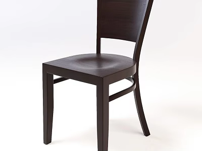 Elegant Dark Wood Dining Chair With Curved Backrest And Sleek Structure 3d model