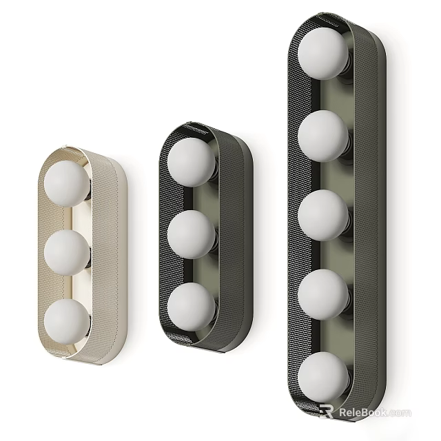 Contemporary Linear Wall Lamps Featuring Multiple Spherical Bulbs In Beige Black Grey Finishes 3d model 