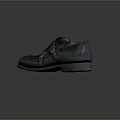 Classic Black Leather Shoes With Two Metal Buckles And Brown Sole Premium Design