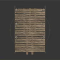 Wooden Platform Structure With Sloped Ramp Beams And Support Posts