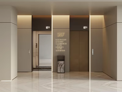 High Speed Elevator In Modern Elegant Lobby With 20F Indicator And Sleek Design 3d model