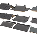 Traditional Chinese Architectural Roof Components With Various Tile Styles And Eave Details