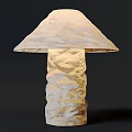 Unique Textured Table Lamp With Sculpted Base And Soft Fabric Shade Design 3d model