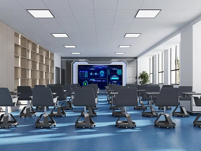 Tooling Conference Room Classroom Floor Paint Book Cabinet One Person Chair Door Aluminum Gusset Ceiling Panoramic View 3d model