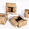 Open Brown Corrugated Cardboard Cartons with Folded Lids and Empty Interiors 3d model