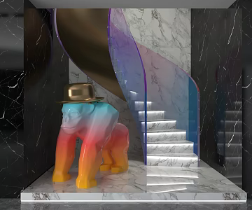 modern revolving staircase 3d model