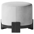 Modern Round Silver Gray Velvet Padded Stool with Dark Wooden Legs for Home Decor