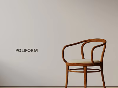 Poliform Wooden Accent Chair Featuring Curved Armrests And Cushioned Seat in Minimalist Design 3d model