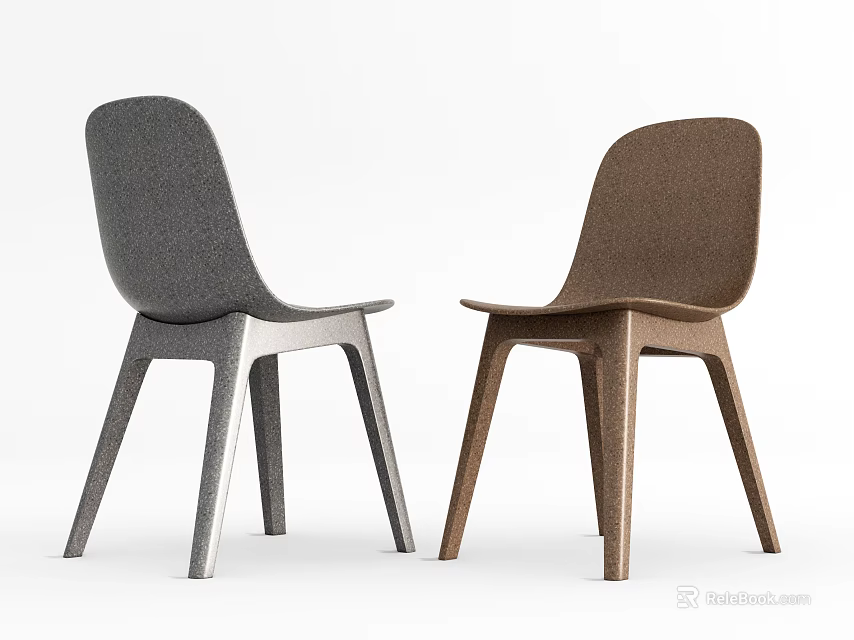 Modern Gray and Brown Dining Chairs with Sleek Design for Contemporary Home 3d model 